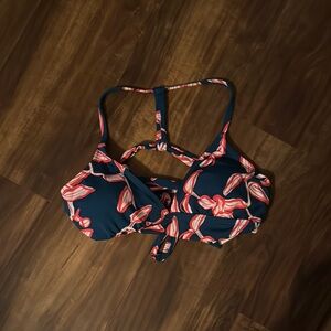 Carve Designs Navy and Coral Bikini Top